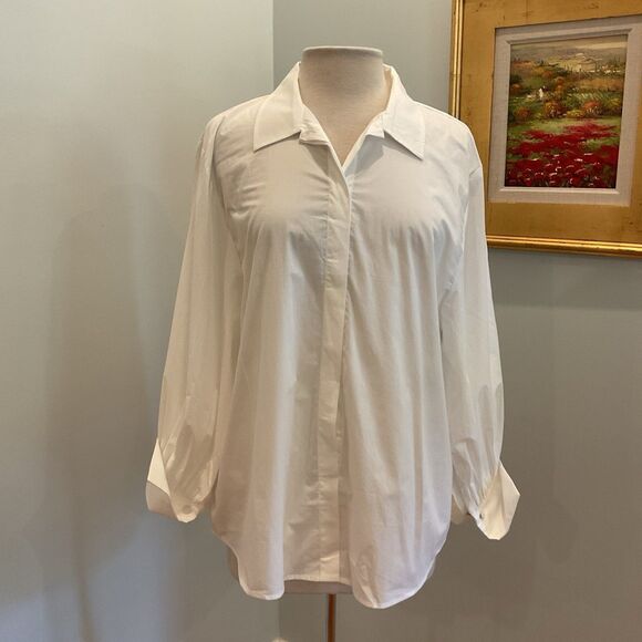 Tuckernuck x India Hicks White Cotton Britwell Blouse Large Long Sleeve NWT - Picture 3 of 11